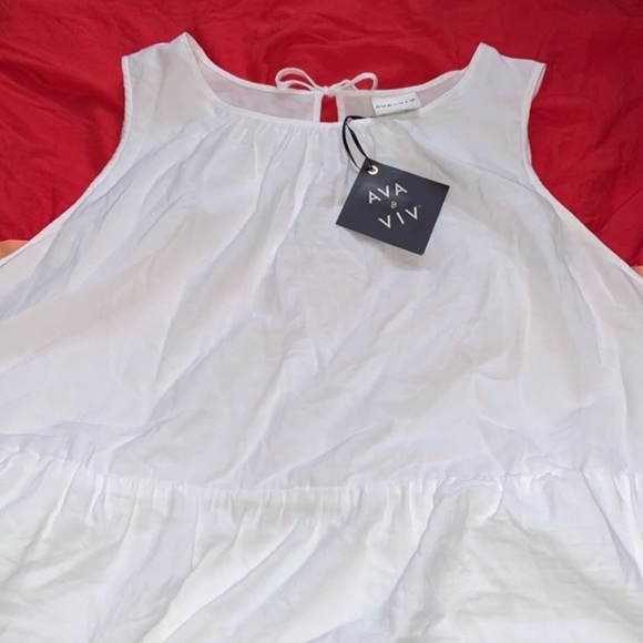 (2X)- Ava & Viv Women's Plus Size Sleeveless Colorblock Tiered Dress - Picture 3 of 9